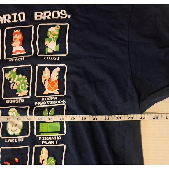 Super Mario Size 2XL T-Shirt Graphic Print Navy Blue Characters Luigi Peach Toad - Picture 5 of 6